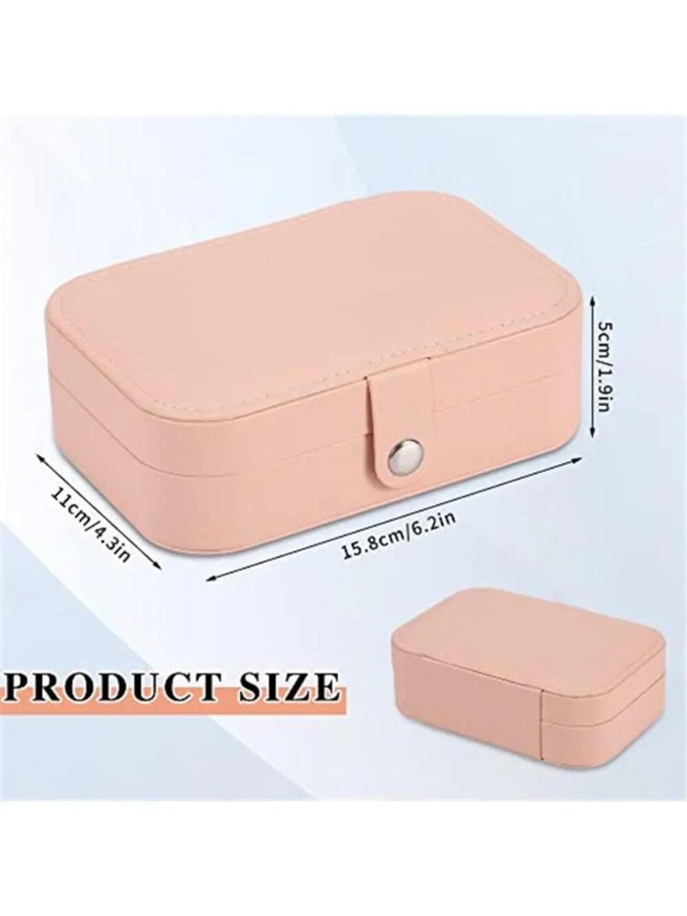 Pink Travel Jewelry Box PU Leather Organizer Earrings Rings Necklaces Portable